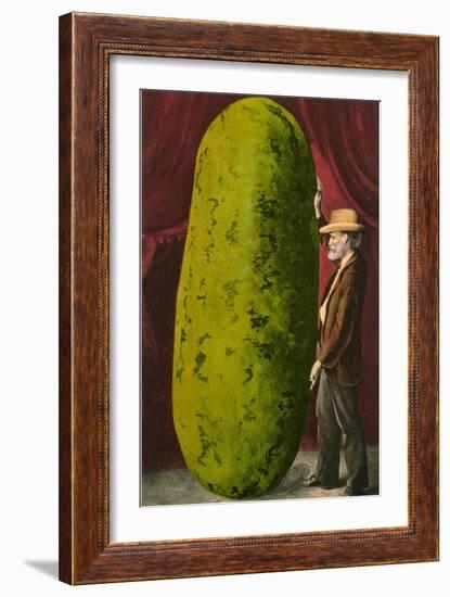 Man with Giant Watermelon-null-Framed Premium Giclee Print