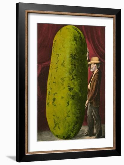 Man with Giant Watermelon-null-Framed Premium Giclee Print