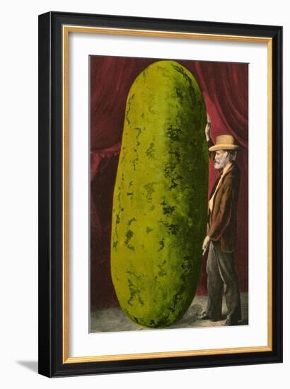 Man with Giant Watermelon-null-Framed Premium Giclee Print