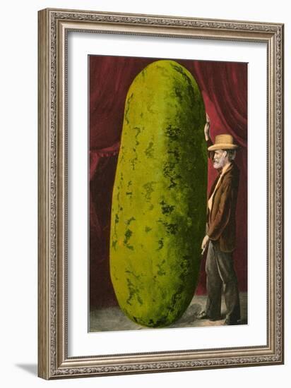Man with Giant Watermelon-null-Framed Art Print