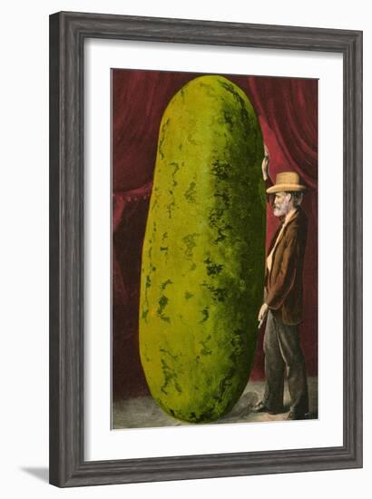 Man with Giant Watermelon-null-Framed Art Print