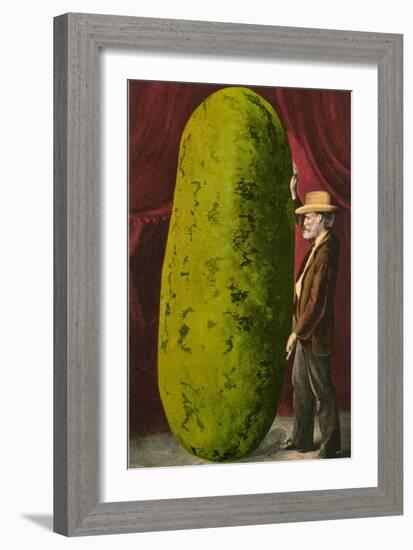 Man with Giant Watermelon-null-Framed Art Print