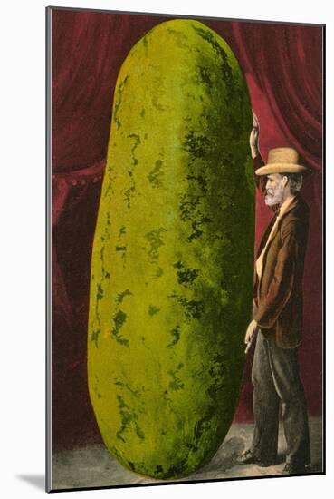 Man with Giant Watermelon-null-Mounted Art Print