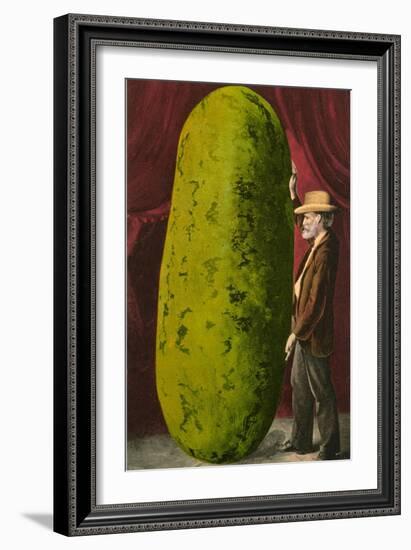 Man with Giant Watermelon-null-Framed Art Print