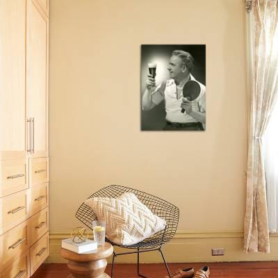 Man With Glass Of Beer And Ping Pong Paddle Photographic Print By George Marks Art Com