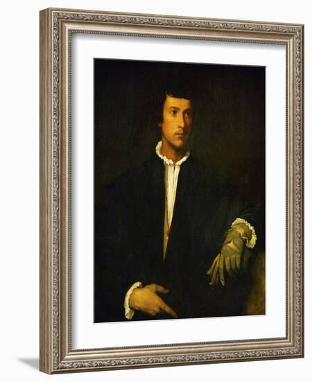 Man with Glove-Titian (Tiziano Vecelli)-Framed Giclee Print