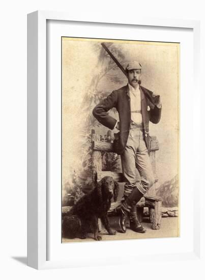 Man with Gun and Dog, 1870-80-null-Framed Photographic Print