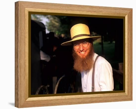 Man with Hat in Intercourse, Amish Country, Pennsylvania, USA-Bill Bachmann-Framed Premier Image Canvas