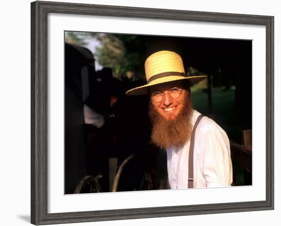 Man with Hat in Intercourse, Amish Country, Pennsylvania, USA-Bill Bachmann-Framed Photographic Print