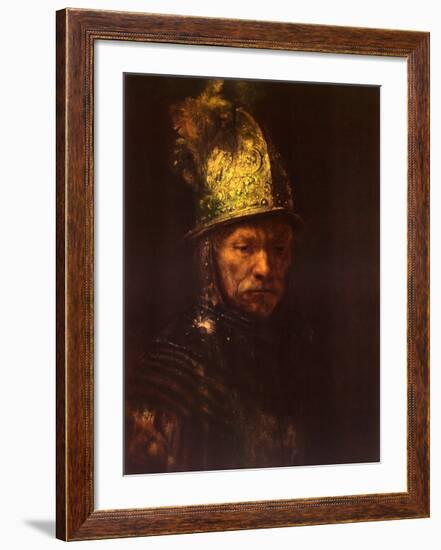 Man with Helmet-Rembrandt van Rijn-Framed Art Print