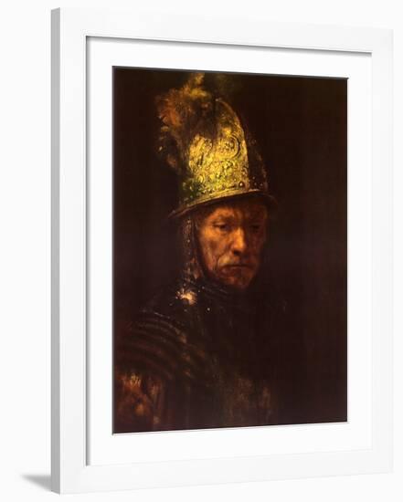 Man with Helmet-Rembrandt van Rijn-Framed Art Print