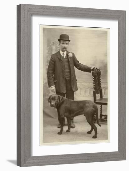 Man with his Black Labrador-null-Framed Art Print