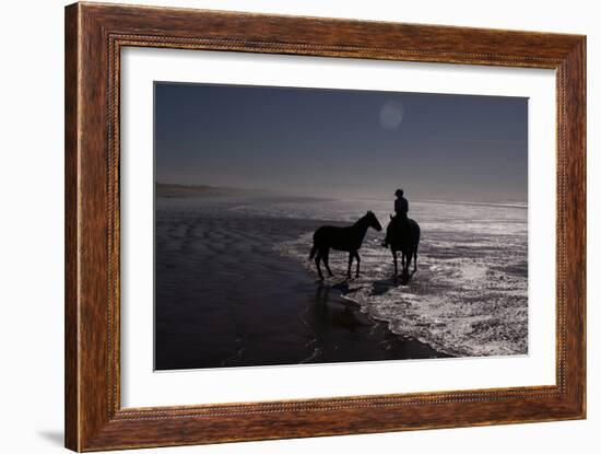 Man with Horses on the Beach-Nora Hernandez-Framed Photographic Print
