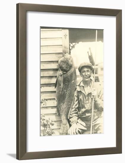 Man with Large Grouper-null-Framed Art Print