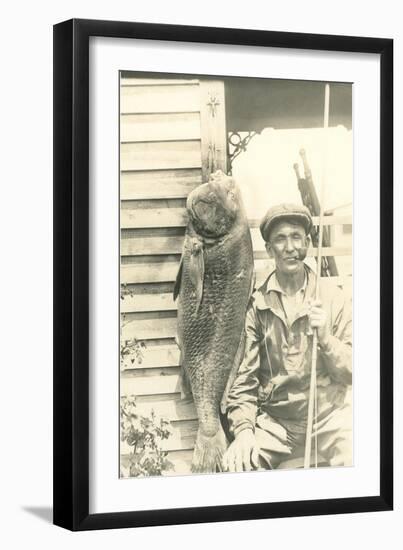 Man with Large Grouper-null-Framed Art Print