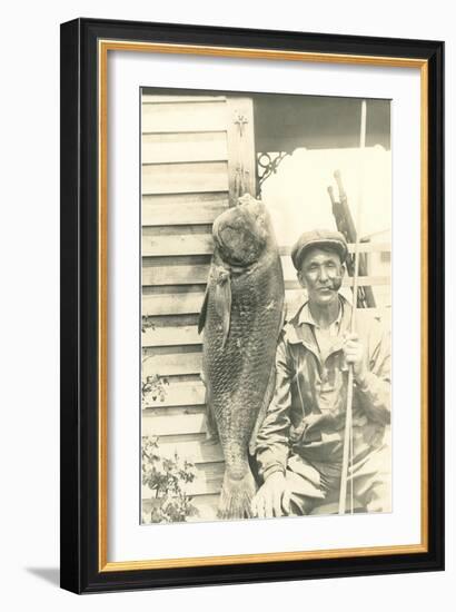 Man with Large Grouper-null-Framed Art Print