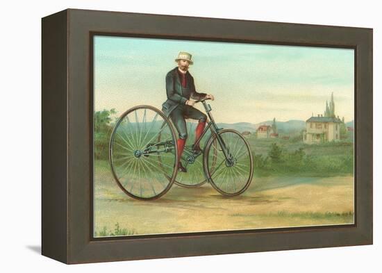 Man with Large Tricycle-null-Framed Stretched Canvas