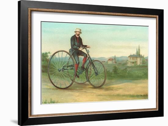 Man with Large Tricycle-null-Framed Art Print