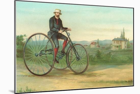 Man with Large Tricycle-null-Mounted Art Print