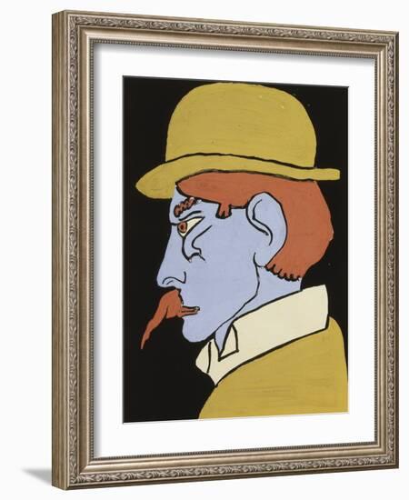 Man with Moustache, Profile-Henri Gaudier-Brzeska-Framed Giclee Print