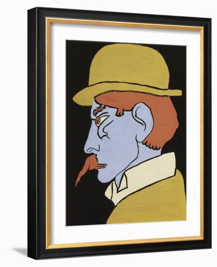 Man with Moustache, Profile-Henri Gaudier-Brzeska-Framed Giclee Print