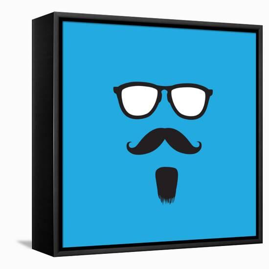 Man with Old Style Mustache, Beard & Sunglasses Vector-smarnad-Framed Stretched Canvas