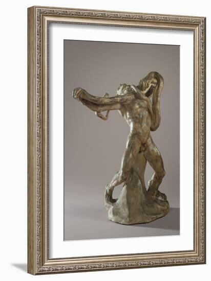 Man with Serpent, C.1886 (Plaster)-Auguste Rodin-Framed Giclee Print