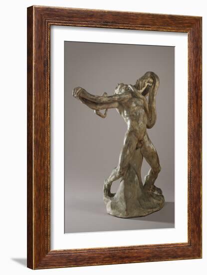 Man with Serpent, C.1886 (Plaster)-Auguste Rodin-Framed Giclee Print