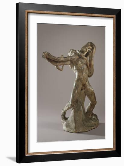 Man with Serpent, C.1886 (Plaster)-Auguste Rodin-Framed Giclee Print