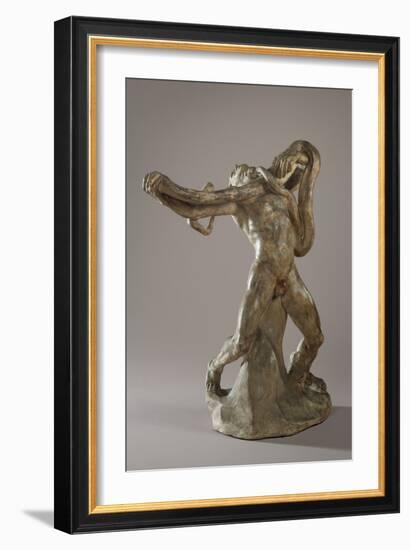 Man with Serpent, C.1886 (Plaster)-Auguste Rodin-Framed Giclee Print