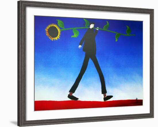 Man with Sunflower-Mackenzie Thorpe-Framed Art Print