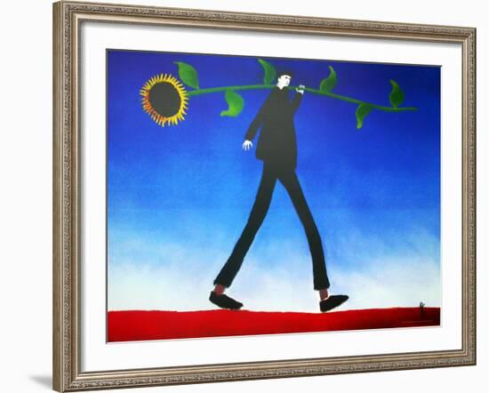 Man with Sunflower-Mackenzie Thorpe-Framed Art Print