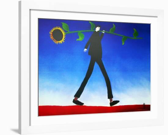 Man with Sunflower-Mackenzie Thorpe-Framed Art Print