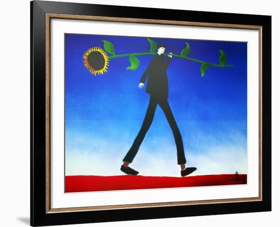 Man with Sunflower-Mackenzie Thorpe-Framed Art Print