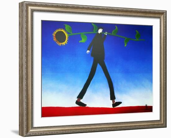 Man with Sunflower-Mackenzie Thorpe-Framed Art Print