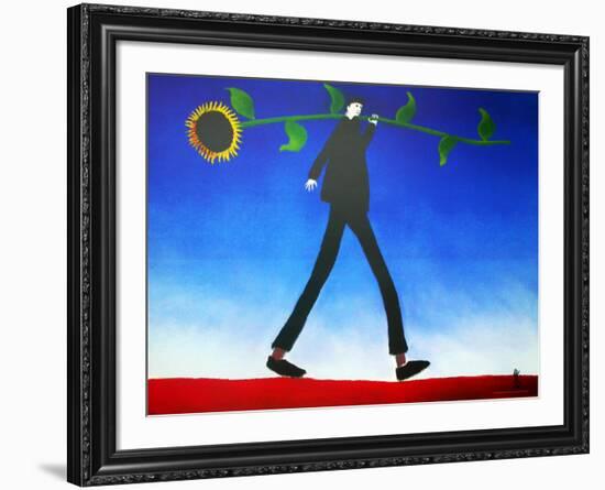 Man with Sunflower-Mackenzie Thorpe-Framed Art Print