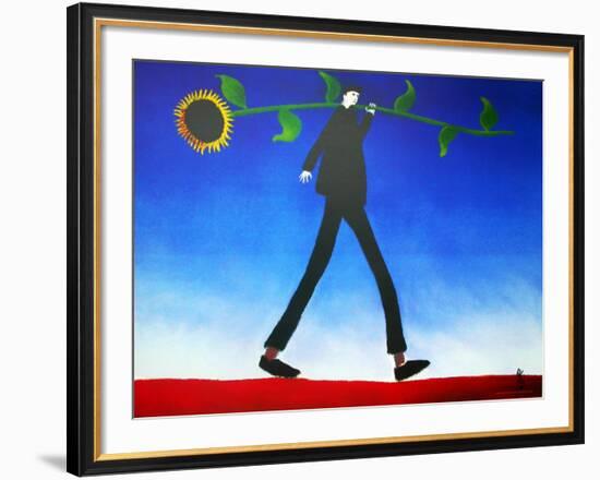 Man with Sunflower-Mackenzie Thorpe-Framed Art Print