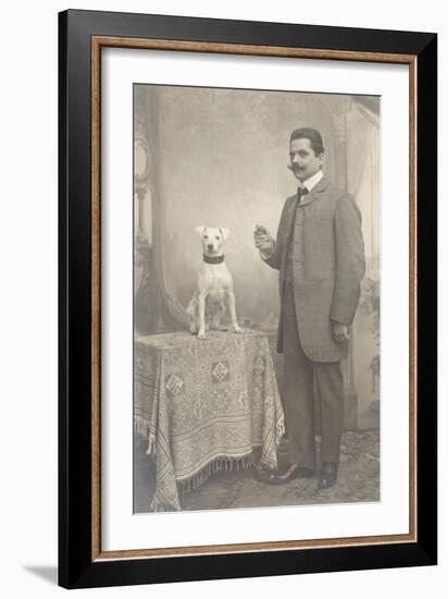 Man with Terrier-null-Framed Art Print