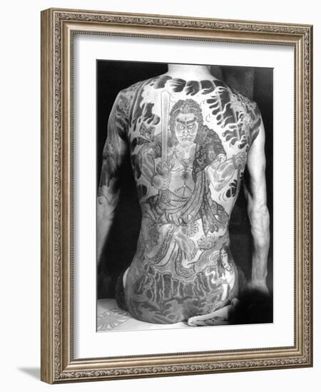 Man with Traditional Japanese Irezumi Tattoo, c.1910-Japanese Photographer-Framed Photographic Print