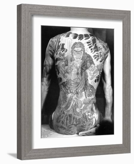 Man with Traditional Japanese Irezumi Tattoo, c.1910-Japanese Photographer-Framed Photographic Print