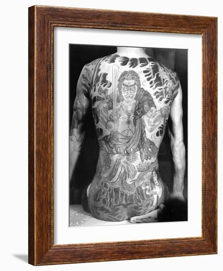 Man with Traditional Japanese Irezumi Tattoo, c.1910-Japanese Photographer-Framed Photographic Print