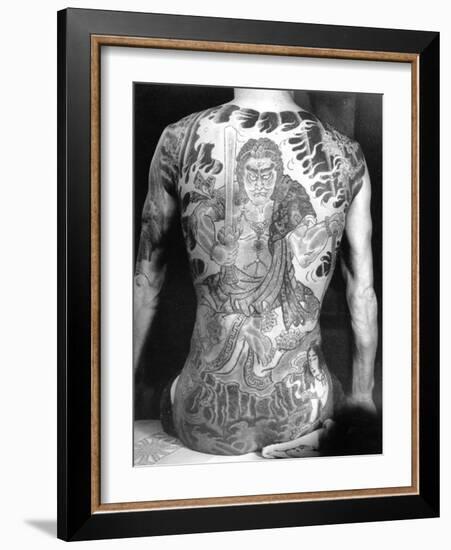 Man with Traditional Japanese Irezumi Tattoo, c.1910-Japanese Photographer-Framed Photographic Print