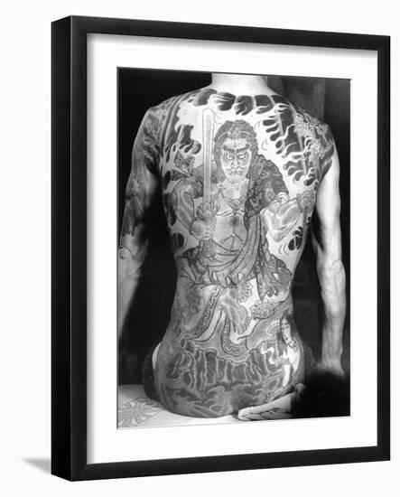 Man with Traditional Japanese Irezumi Tattoo, c.1910-Japanese Photographer-Framed Photographic Print