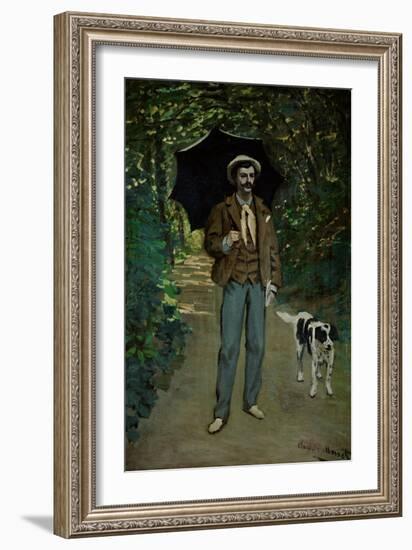 Man with Umbrella, Portrait of V. Jaquemont, Around 1868-Claude Monet-Framed Giclee Print