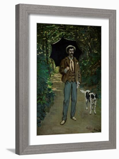 Man with Umbrella, Portrait of V. Jaquemont, Around 1868-Claude Monet-Framed Giclee Print