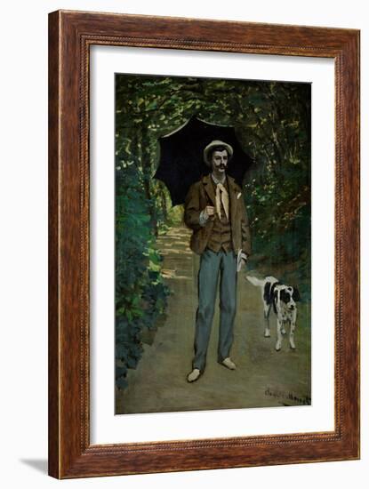 Man with Umbrella, Portrait of V. Jaquemont, Around 1868-Claude Monet-Framed Giclee Print