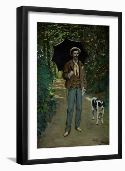 Man with Umbrella, Portrait of V. Jaquemont, Around 1868-Claude Monet-Framed Giclee Print