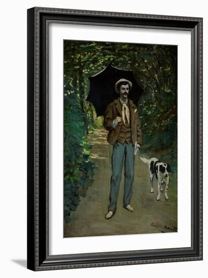 Man with Umbrella, Portrait of V. Jaquemont, Around 1868-Claude Monet-Framed Giclee Print