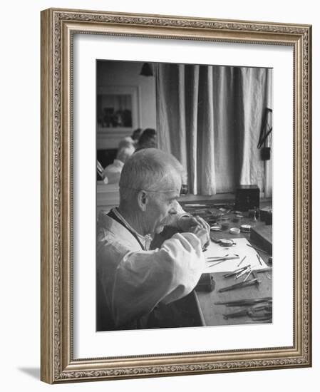 Man Working at Watch Factory-William Vandivert-Framed Photographic Print