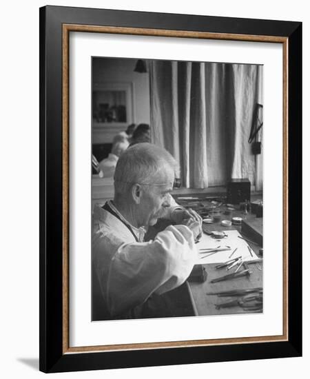 Man Working at Watch Factory-William Vandivert-Framed Photographic Print